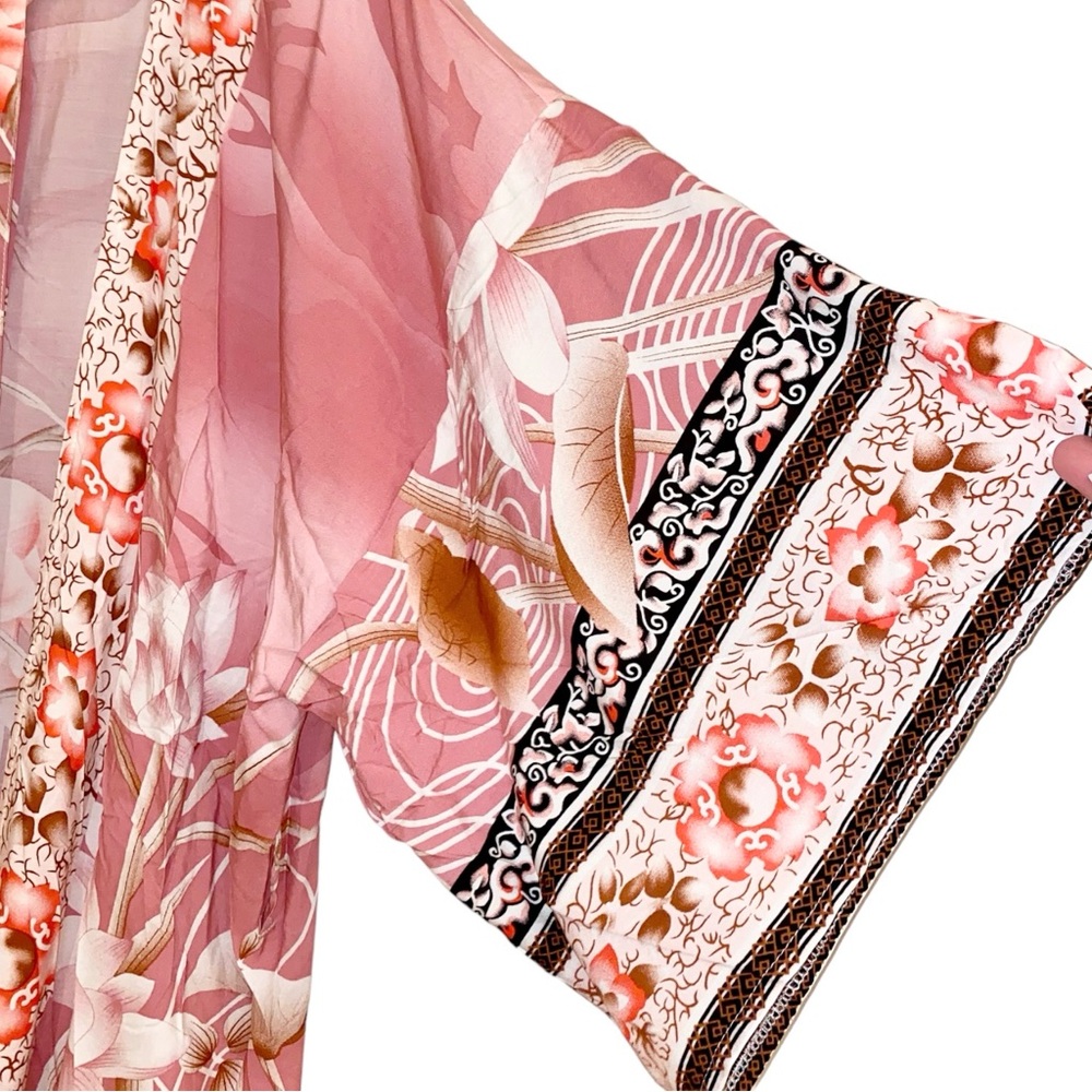 🦩🌴 Pink Flamingo Floral Kimono Swim Coverup ~ Brand New - Picture 10 of 17